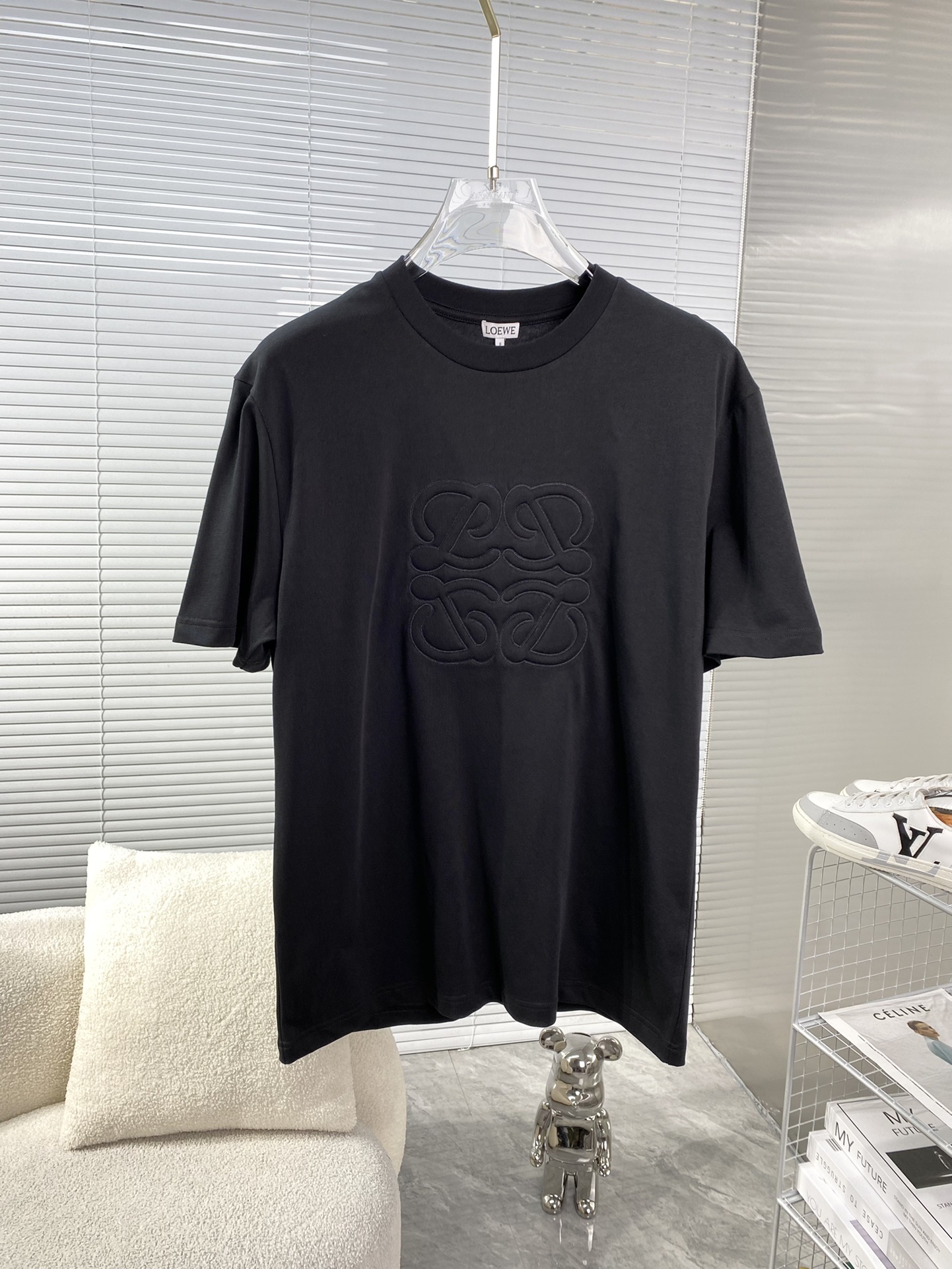 Loewe Abbigliamento T-Shirt Nero Bianco Ricamo Unisex Collezione Primavera/Estate Maniche corte