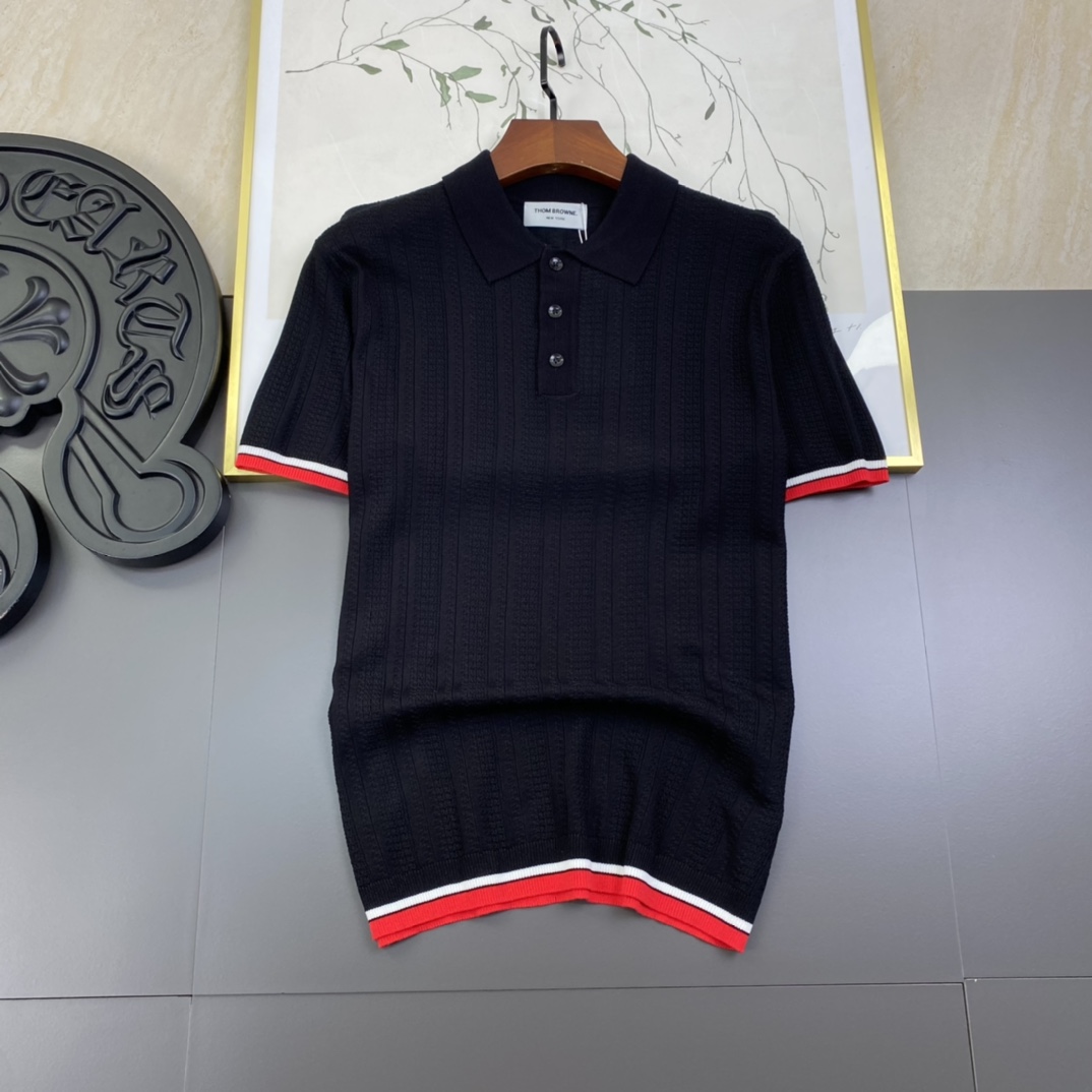 Fashionable Unisex Thom Browne Polo: 1980s Inspired Upgrade with Original Fabric - 图片 1