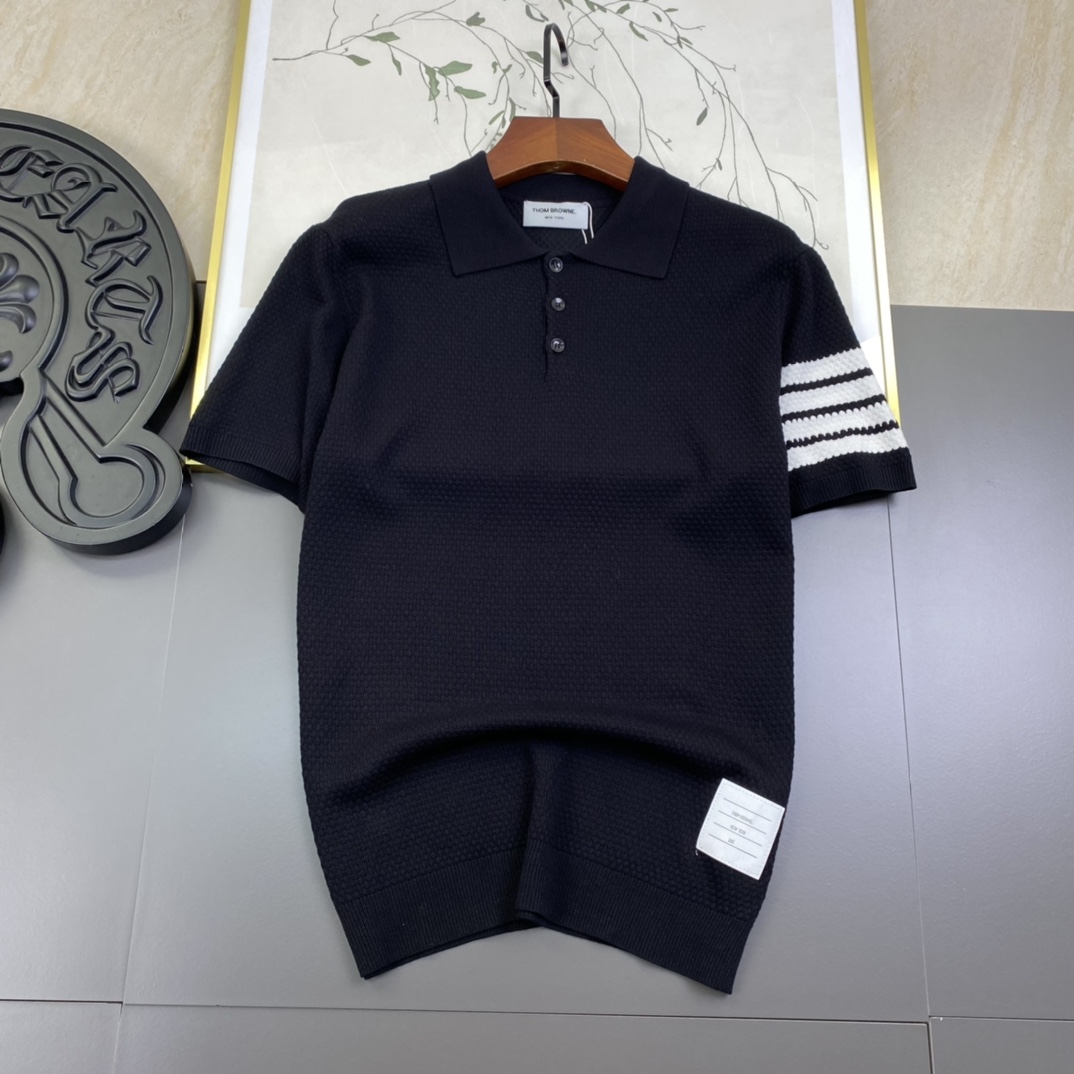 Fashionable Unisex Thom Browne Polo: 1980s Inspired Upgrade in Original Fabric - 图片 5