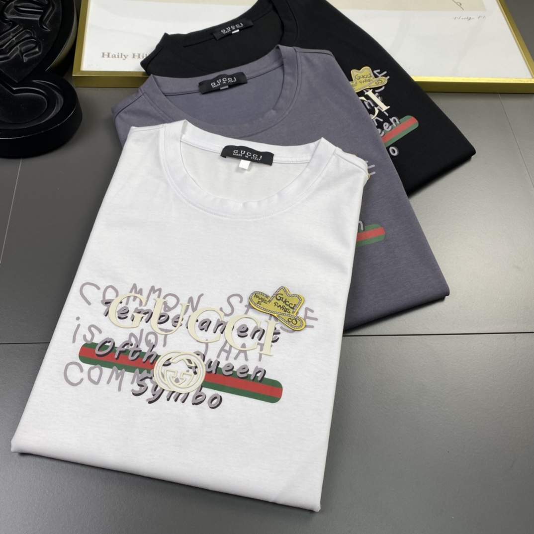 Gucci Kleidung T-Shirt Baumwolle Mercerisierte Frühling/Sommer Kollektion Kurzarm