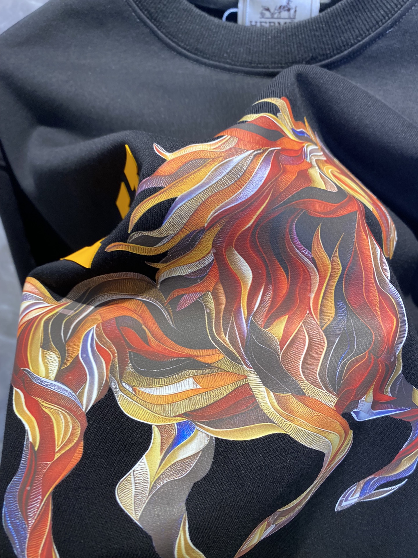 Hermes Horse Graphic Print Black Sweatshirt Long Sleeves Pullover For Men 8 i1726736040 1722 0