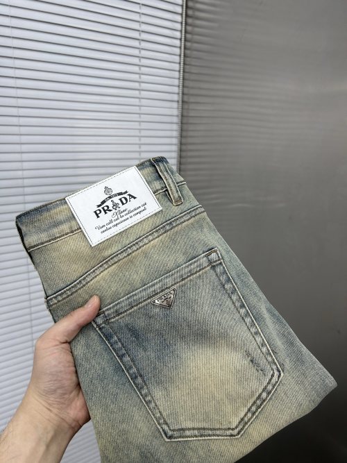 Prada Men's 2025 Distressed Denim Jeans Comfortable, High-Quality Fabric 1 Prada Men's 2025 Distressed Denim Jeans Comfortable, High-Quality Fabric