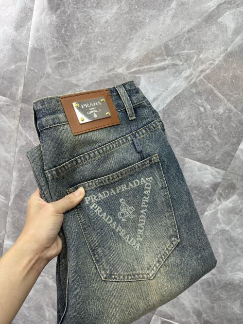 Prada 2025SS Straight Leg Loose Fit Denim Jeans | Original Hardware, High Quality