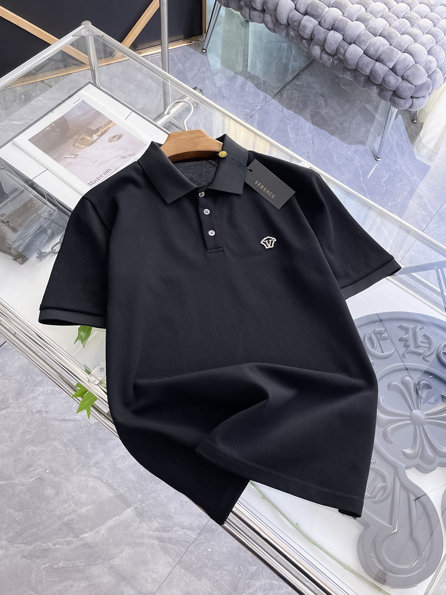 Versace Men's Short Sleeve Polo Shirt Classic Collar Logo Embroidery 2 i1753168927188 3240 0 1