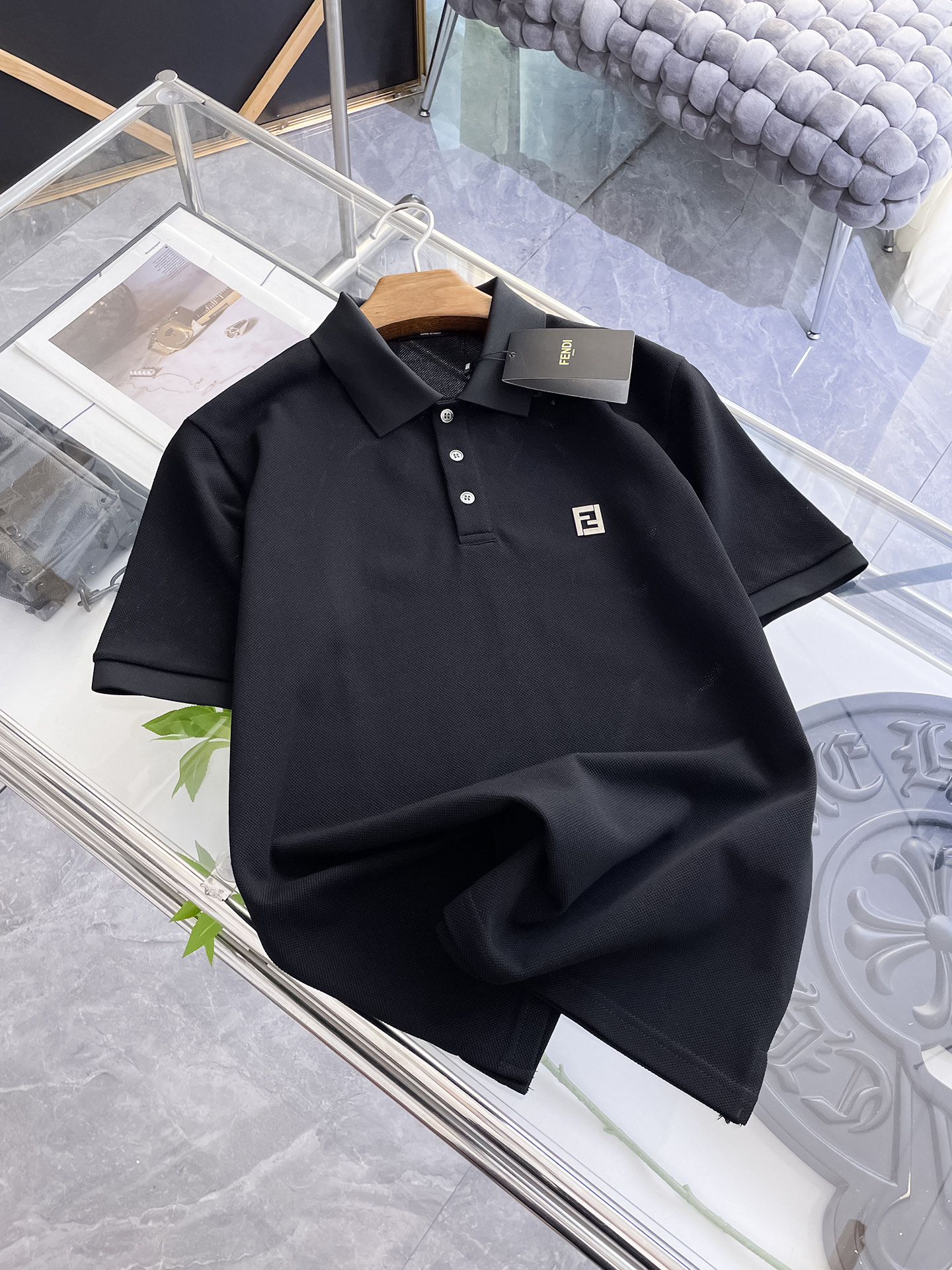 Fendi Men's Slim-Fit Short-Sleeve Polo Shirt with Logo Accent 3 i1753169051255 1558 0 2