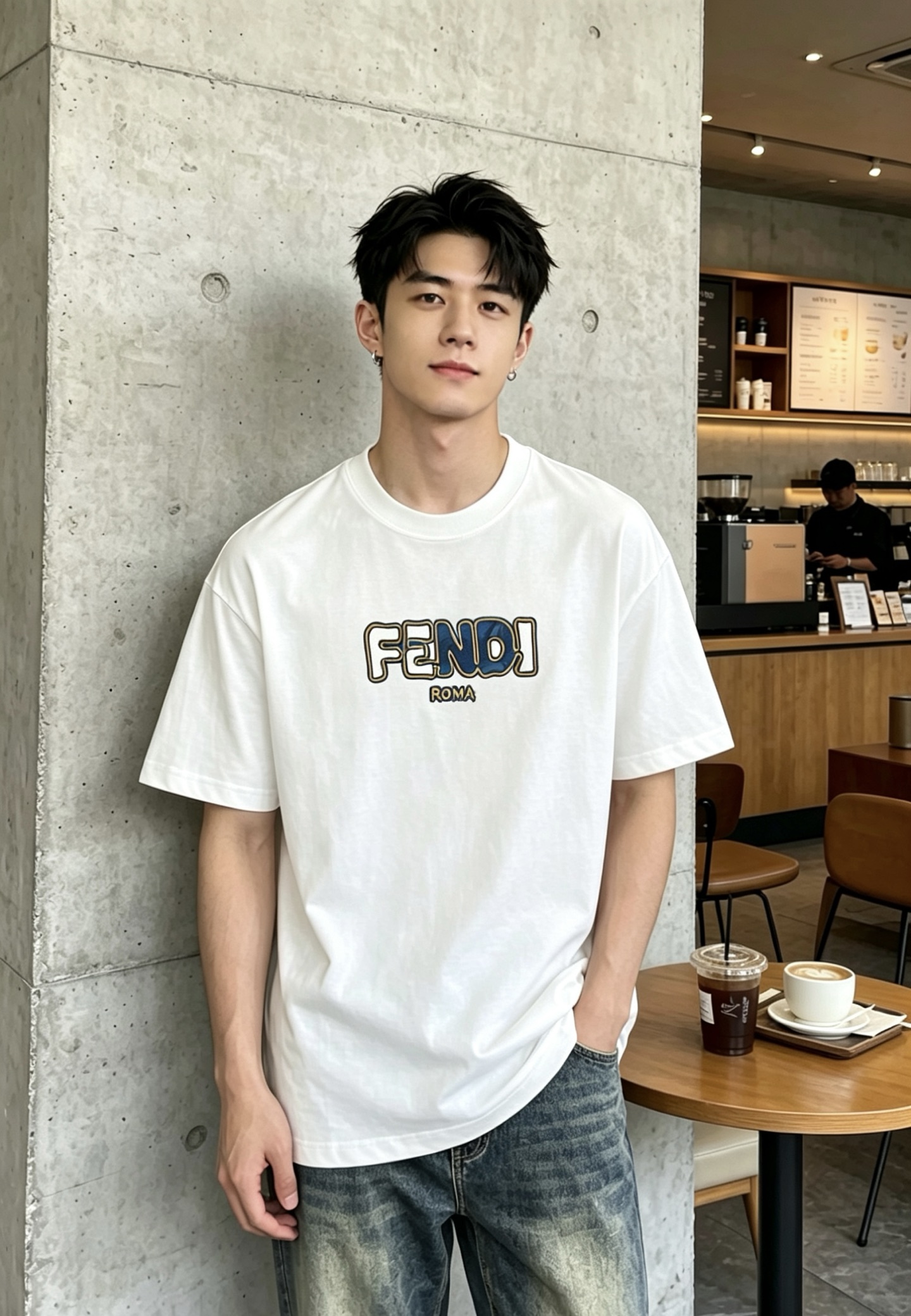 NO:860736,FENDI Fendi  2026ss spring and summer high-quality short-sleeved T-shirt for couples, selected from 280g high-weight pure cotton fabric, handicraft grade, genuine accessories, stitch work in line with quality requirements, super easy to match, dropped shoulder style, quality and tailoring design are first-class, full of style, light and versatile color matching. Size S-3XL, dropped shoulder version, please state your height and weight when placing an order, fendi, fendi, T-shirt, tees, t-shirt,19860909FENDI芬迪 2026ss春夏高品质情侣款短袖T恤,甄选280克高克重纯棉面料,工艺品级别,辅料顶真,车线做工符合精品要求,超级好搭配,落肩款,品质及剪裁设计都堪称一流,型格十足,配色轻熟百搭.尺码S-3XL,落肩版型,下单报身高体重,,fendi,fendi,T-shirt,tees，t-shirt,,Men's clothing