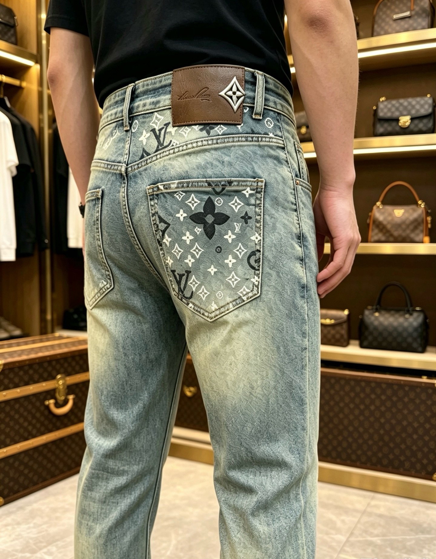 NO:860569,LV Louis Vuitton's 2026 new men's jeans have good fabric elasticity. Exclusively available on the official website. Fashionable and elegant. Heavy craftsmanship design. Using original color yeast washing process. Selected imported heavy denim denim fabric with high-end hardware decoration. Genuine leather label. Exquisite stitching. Low-key and light luxury. Worth owning. Size 28-38 (no 35) shipped next day,,louis vuitton,louis vuitton,jeans,19860909LV路易威登 2026新品男士牛仔裤 面料弹性好.独家发售 官网同步 时尚优雅 重工艺设计.采用原色酵母水洗工艺 精选进口重磅丹宁牛仔面料 配高档五金装饰 真皮皮牌 精致车线 低调轻奢 值得拥有.码数28-38（无35）隔天出货,,louis vuitton,louis vuitton,jeans,,Men's clothing