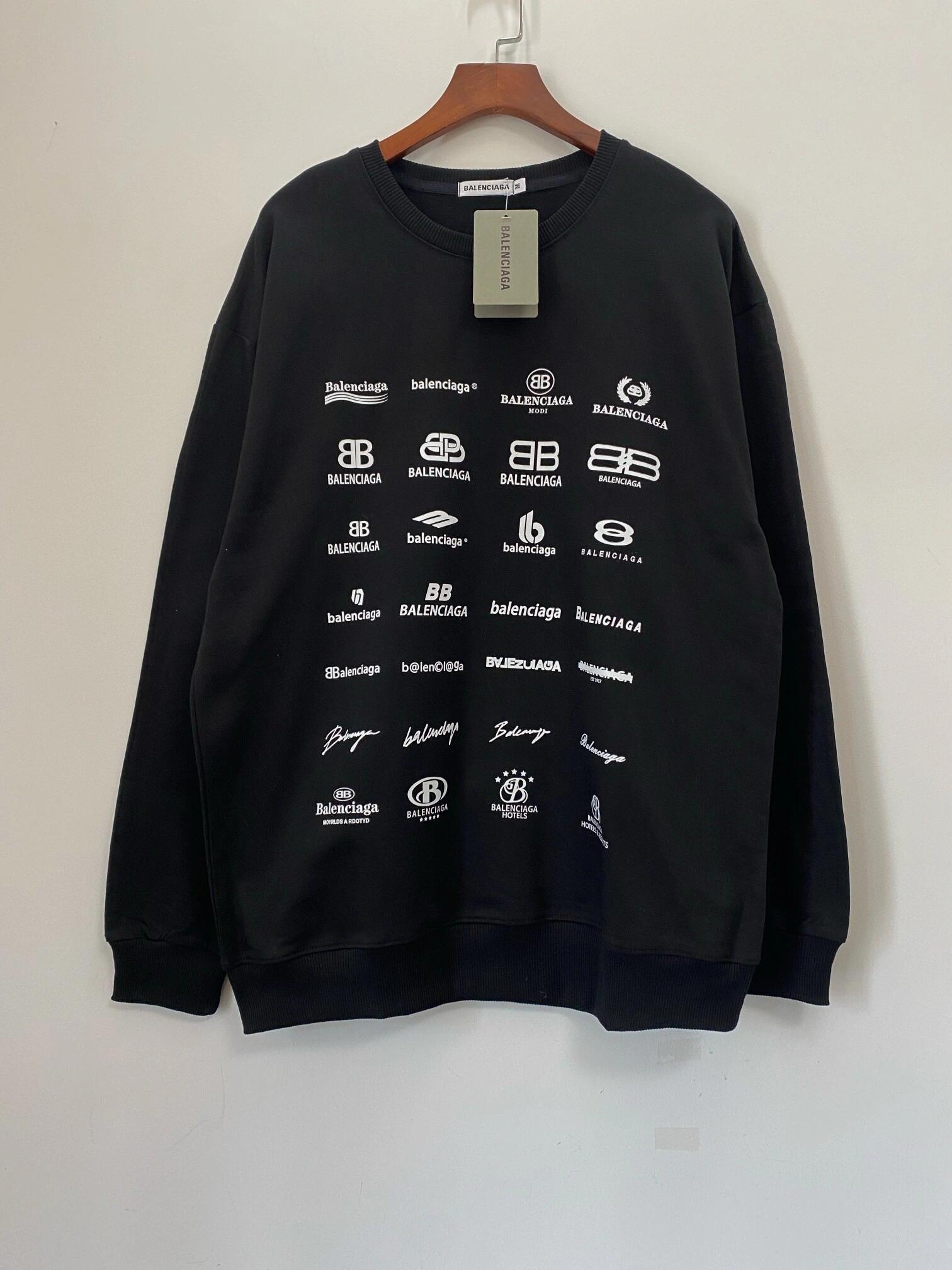 Balenciaga Kleding Sweatshirts Zwart Wit Afdrukken Unisex