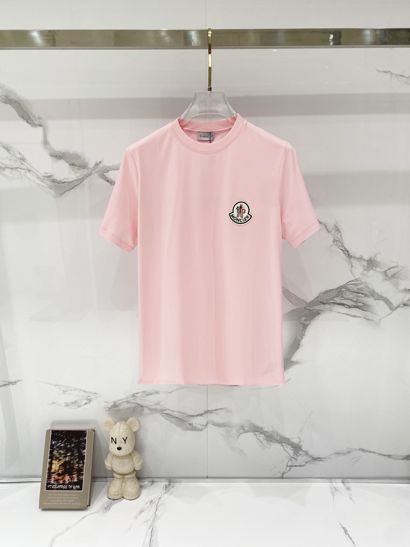P80 MONCLER/Montclair - Camiseta de algodón mercerizado de 210g para hombre y mujer, con bordado clásico de toalla del …