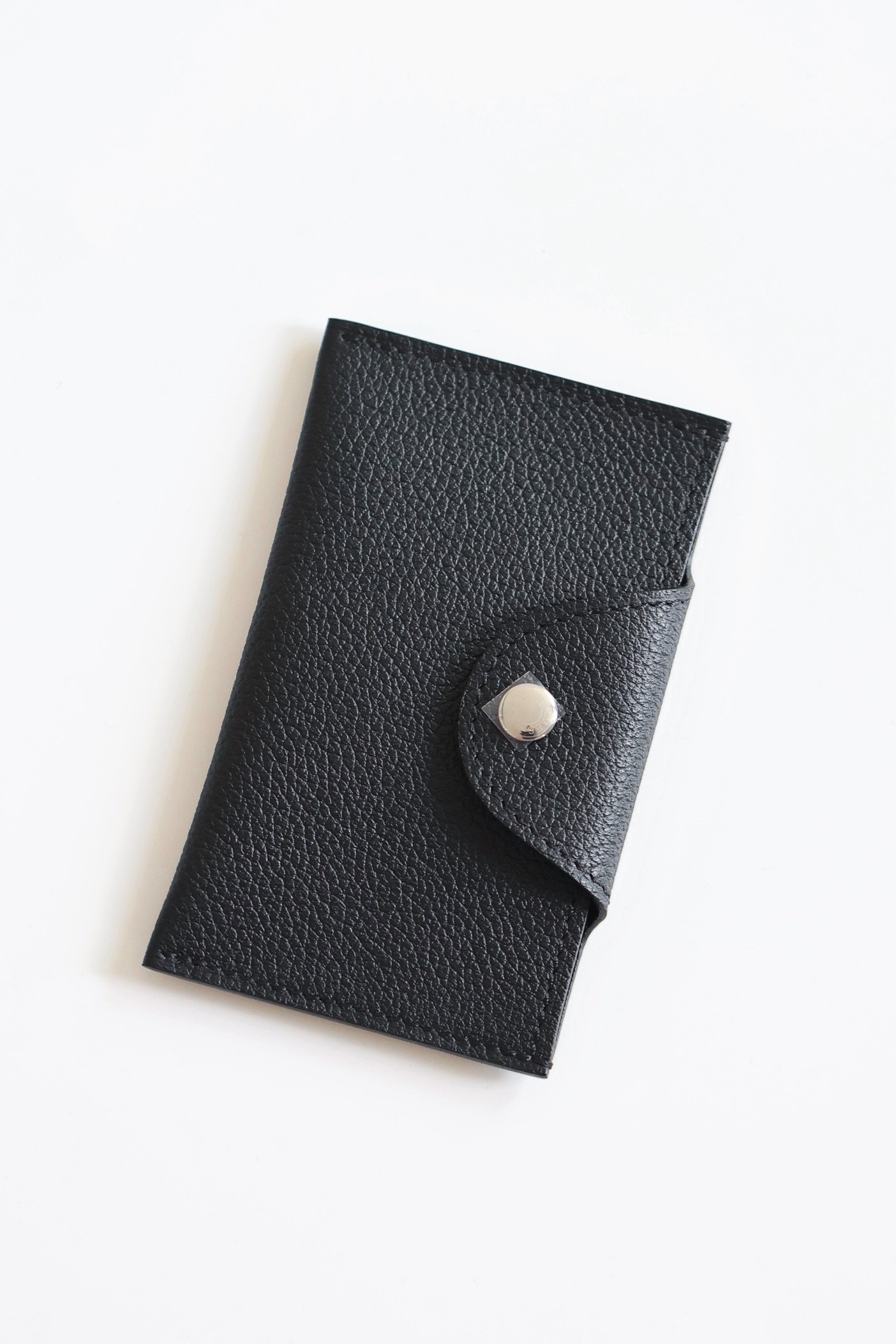 Elegant Black Leather Card Holder with Palladium Snap Closure - Compact Design 2 i1747817806 9665 0