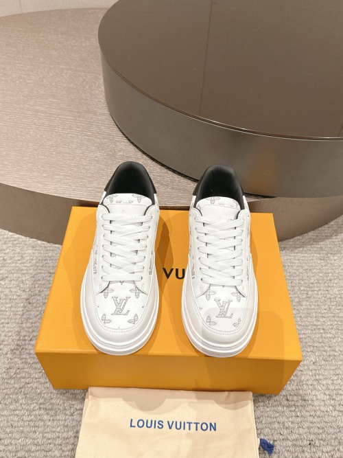 Louis Vuitton Men's 2025 White Leather Sneaker with Embossed Monogram 1 Louis Vuitton Men's 2025 White Leather Sneaker with Embossed Monogram