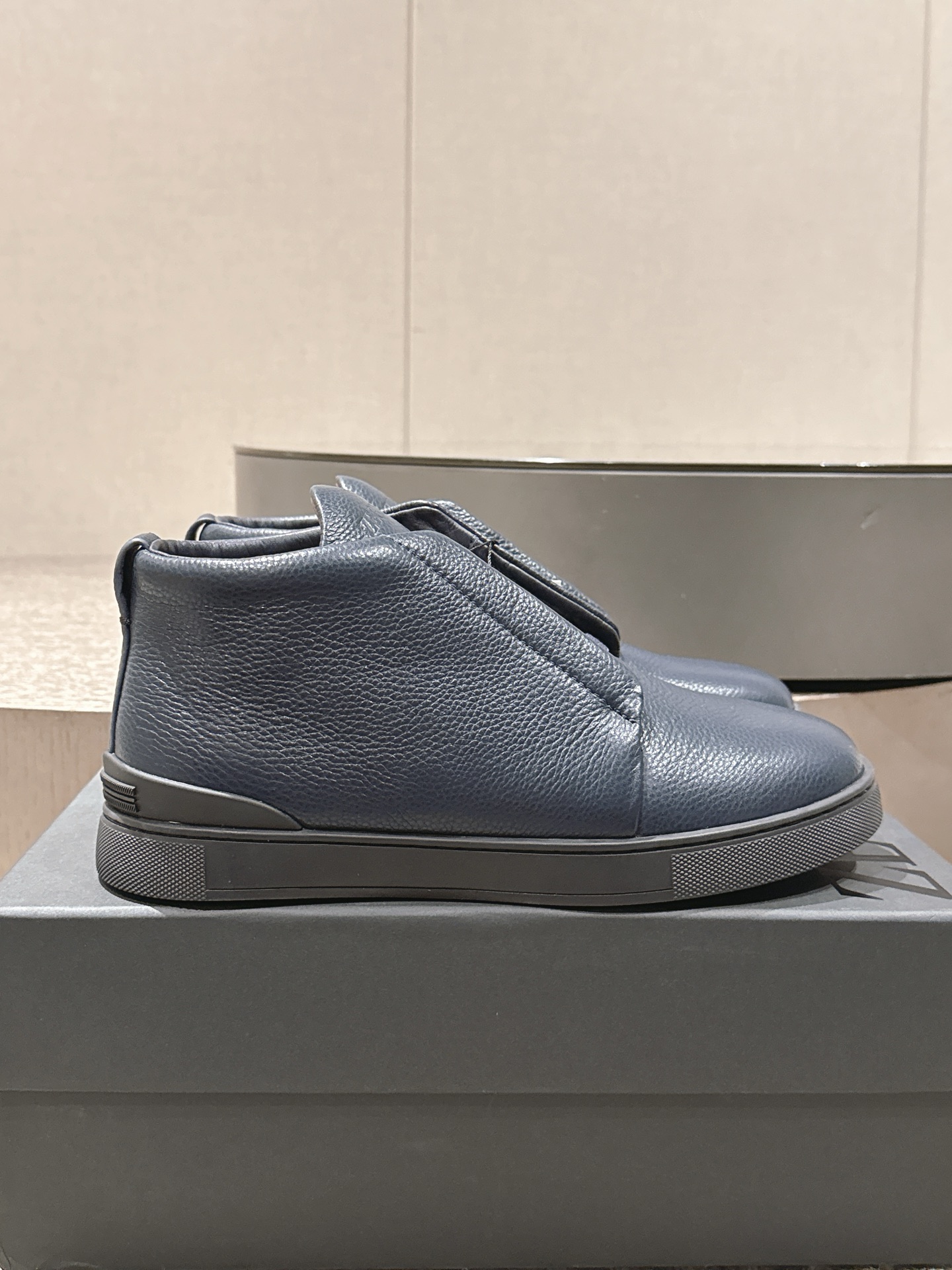 Zegna Triple Stitch High-Top Leather Sneakers - Luxury Men's Casual Shoes