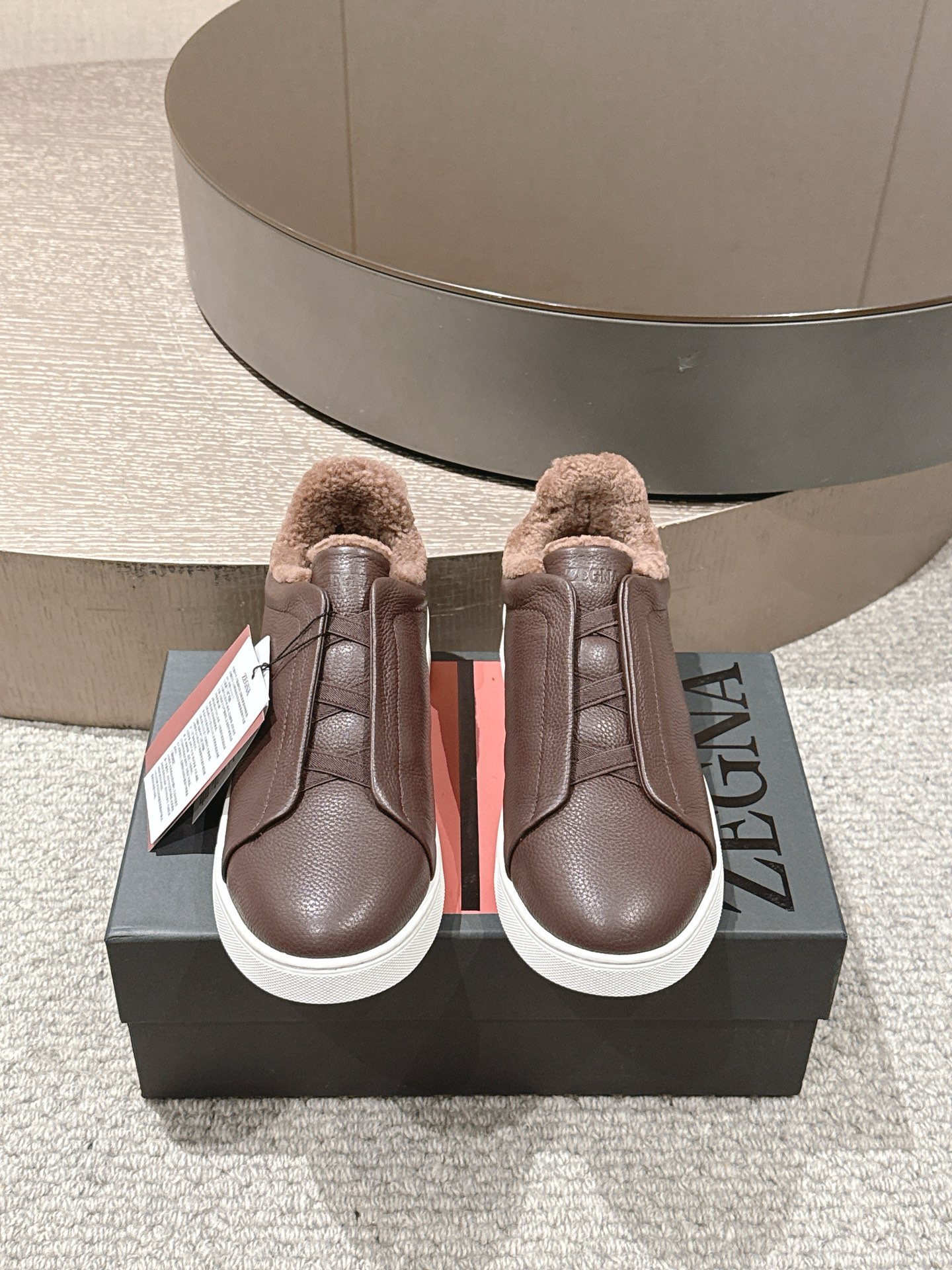 Zegna Triple Stitch Leather & Wool Lined Slip-On Sneakers - Comfort & Style