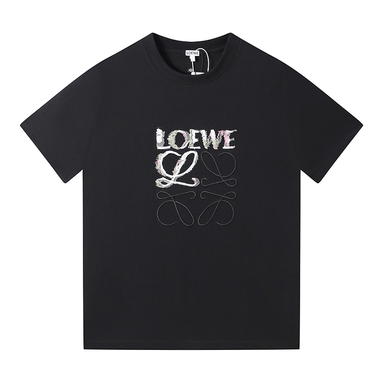 Loewe 25s Cotton Fabric Shirt: 270g, S-XXL, White/Black, Original Website, 3rd Standard - 图片 1