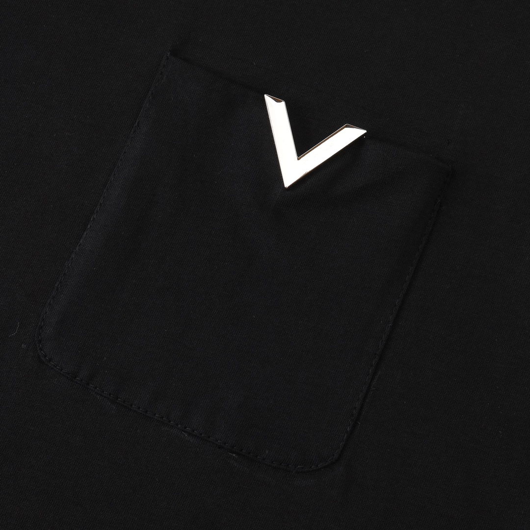 High Quality Valentino V Letter Logo T-Shirt with 270g Cotton Fabric - 图片 4