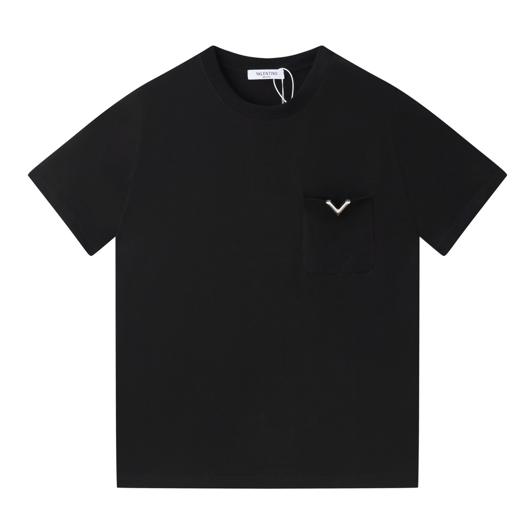High Quality Valentino V Letter Logo T-Shirt with 270g Cotton Fabric