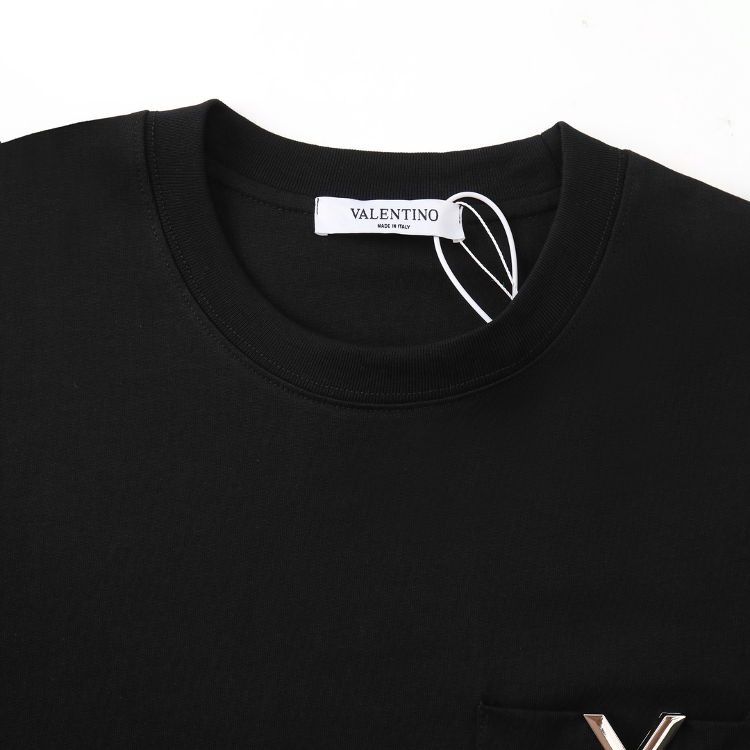 High Quality Valentino V Letter Logo T-Shirt with 270g Cotton Fabric - 图片 3