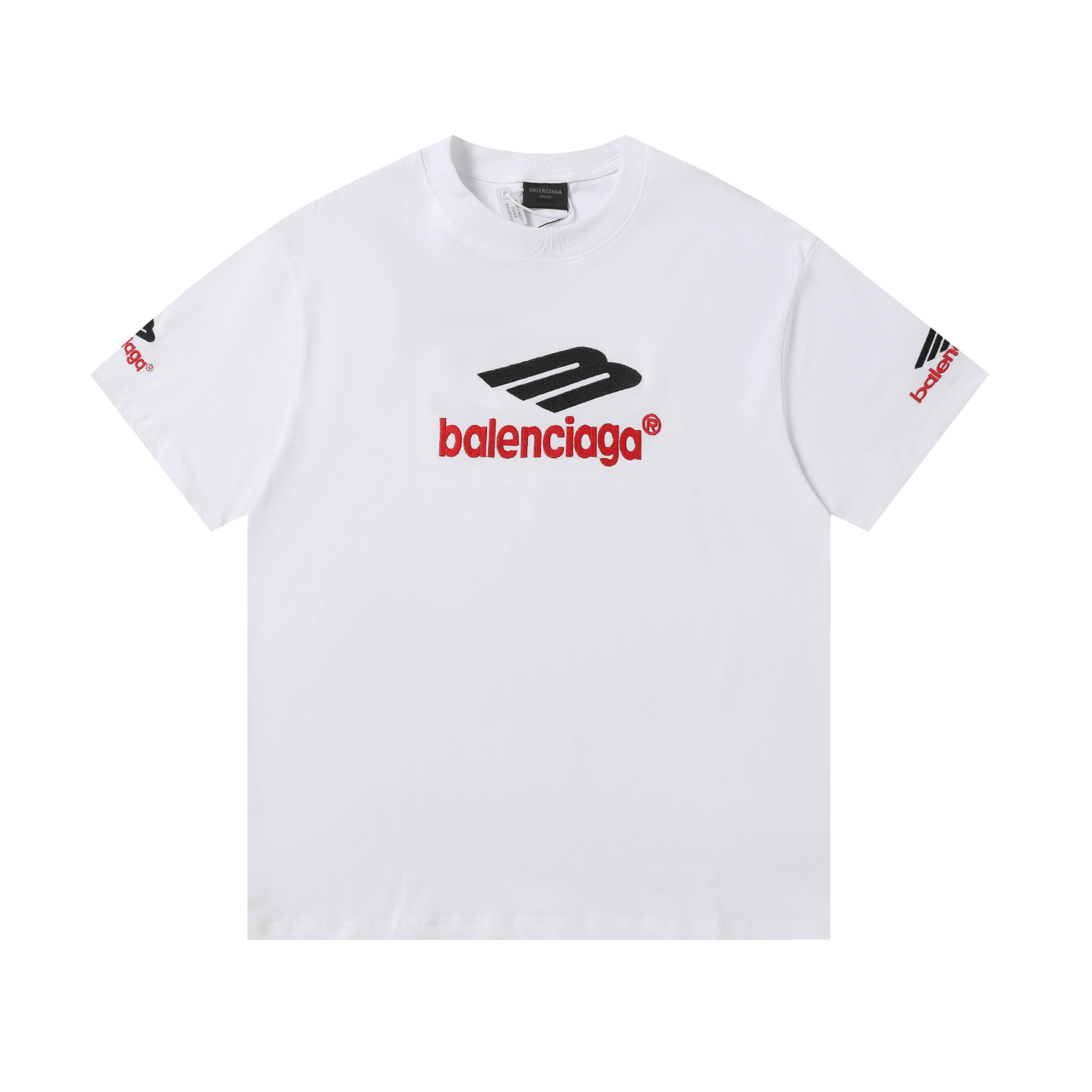 P68 Balenciaga】Balenciaga 24SS 3B logo grande de esquí, símbolo deportivo, camiseta de manga corta con bordado cuadrado…
