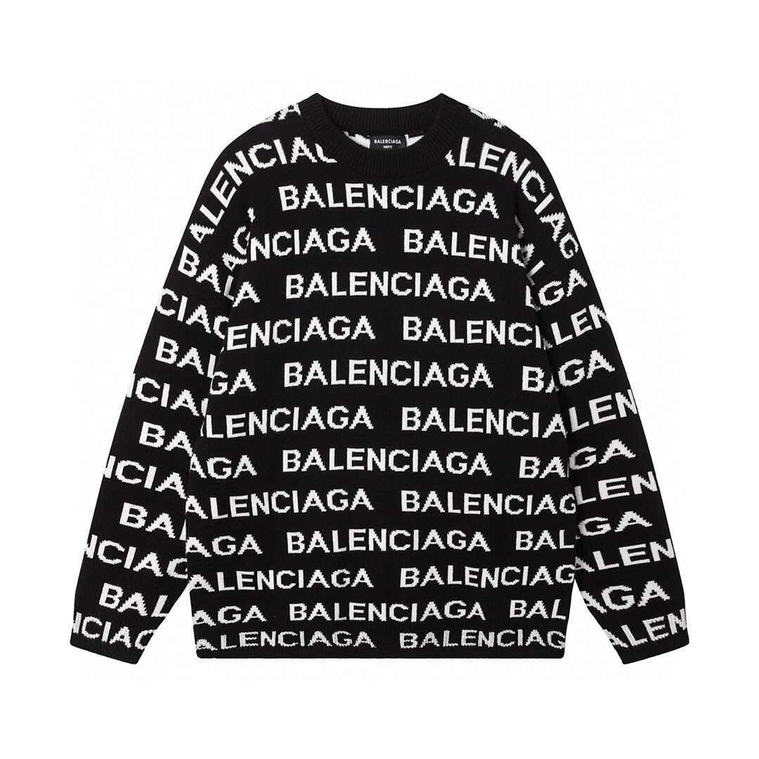 Balenciaga Clothing Sweatshirts Black Unisex Knitting Long Sleeve