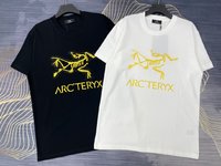 Arc’teryx Clothing T-Shirt Black White Printing Unisex Cotton Spring/Summer Collection Fashion Short Sleeve