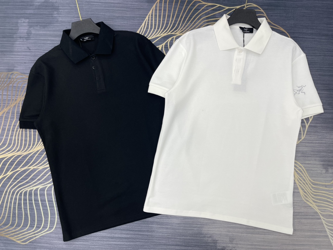 Arcteryx Kleding Polo Zwart Wit Afdrukken Unisex Lente/Zomercollectie Fashion