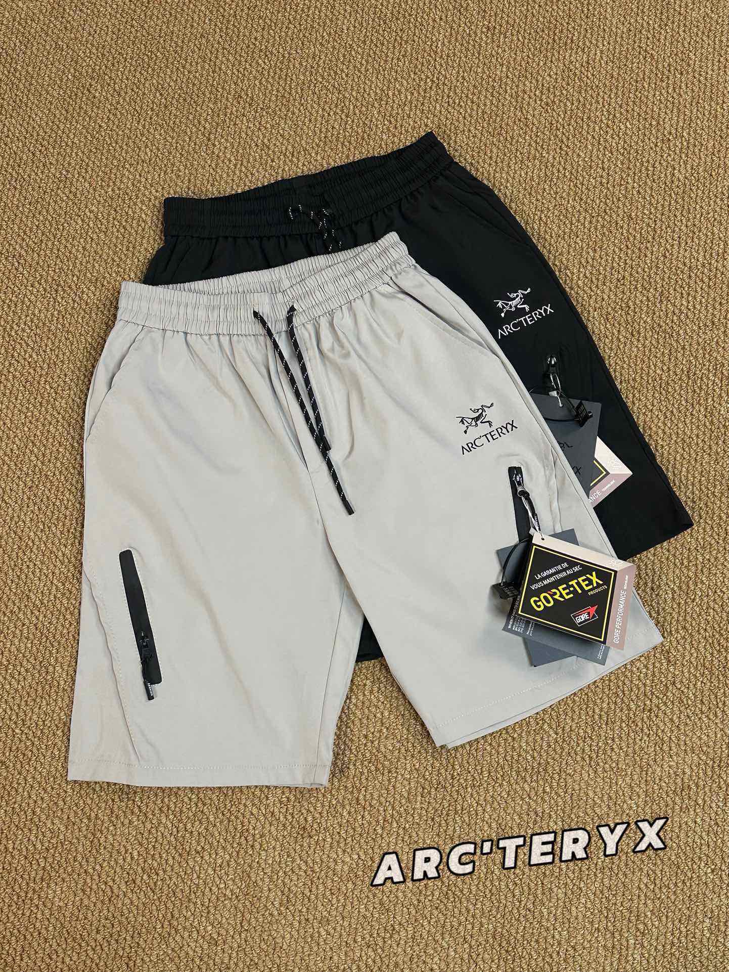 Arcteryx Kleding Korte Broek Beige Zwart Wit Splijten Hars Zomercollectie Casual