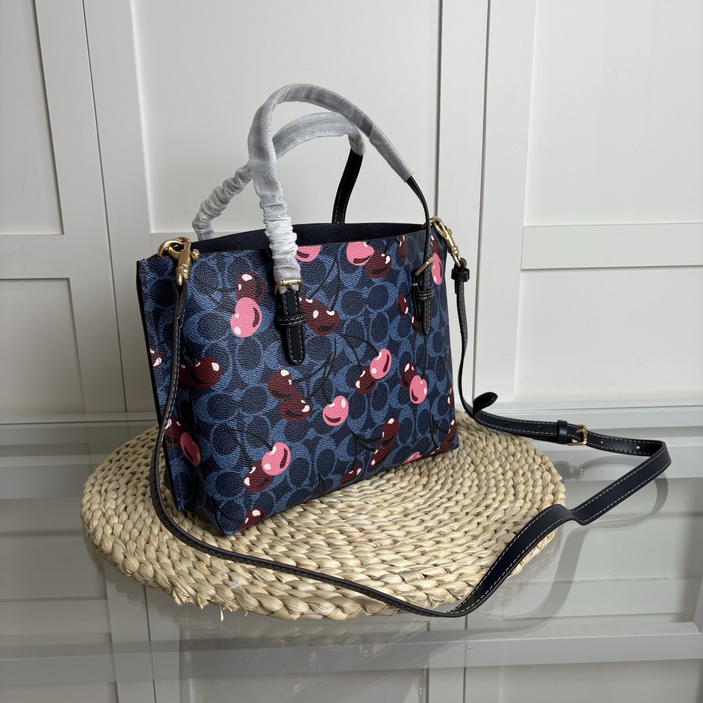 Cz772小号ショッピングバッグ 樱桃シリーズ PVC＆牛皮製 収納力抜群