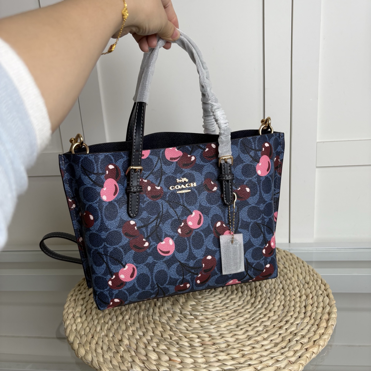 Cz772小号ショッピングバッグ 樱桃シリーズ PVC＆牛皮製 収納力抜群