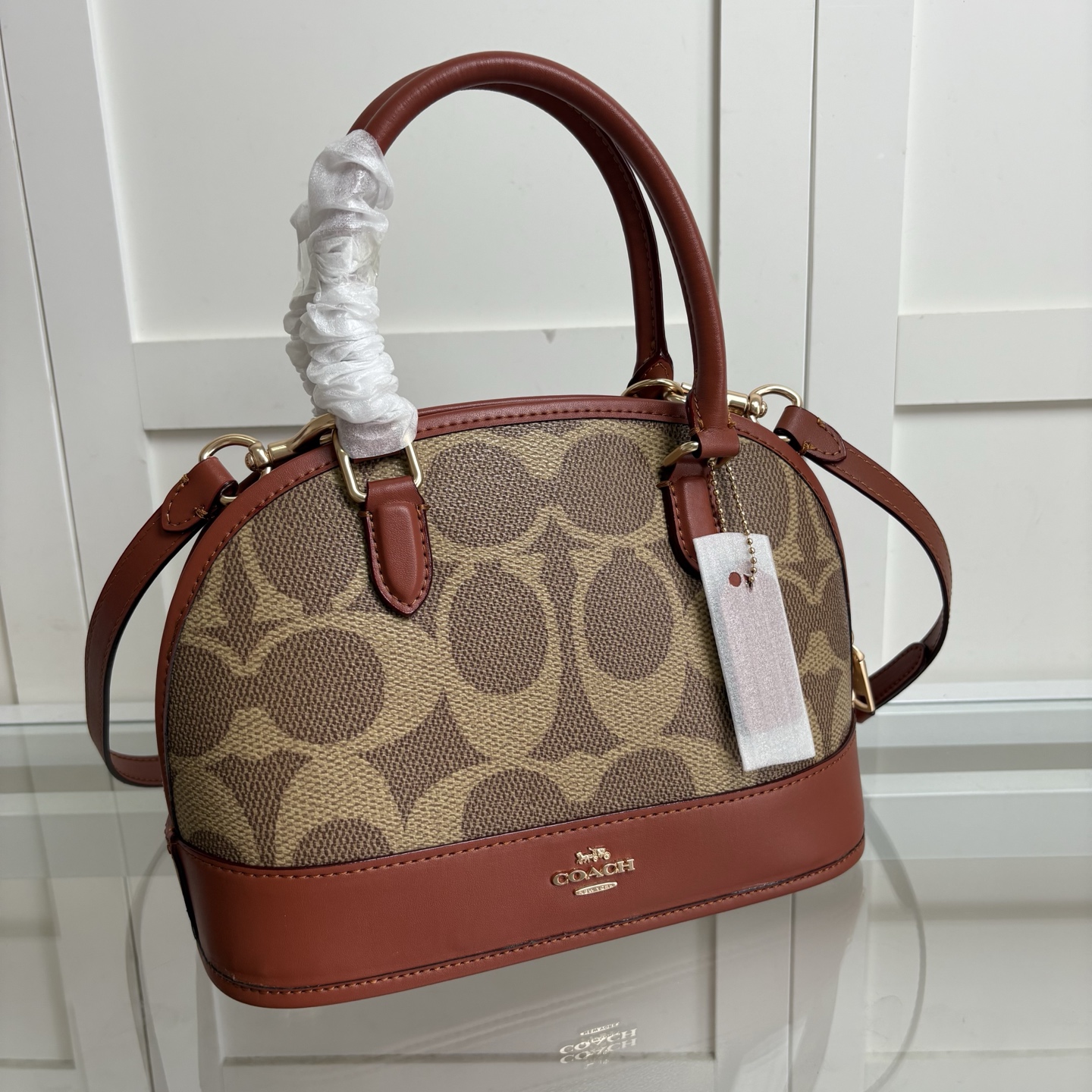 COACH 蔻驰 Sabrina 25 品牌字母标识拼色手提包