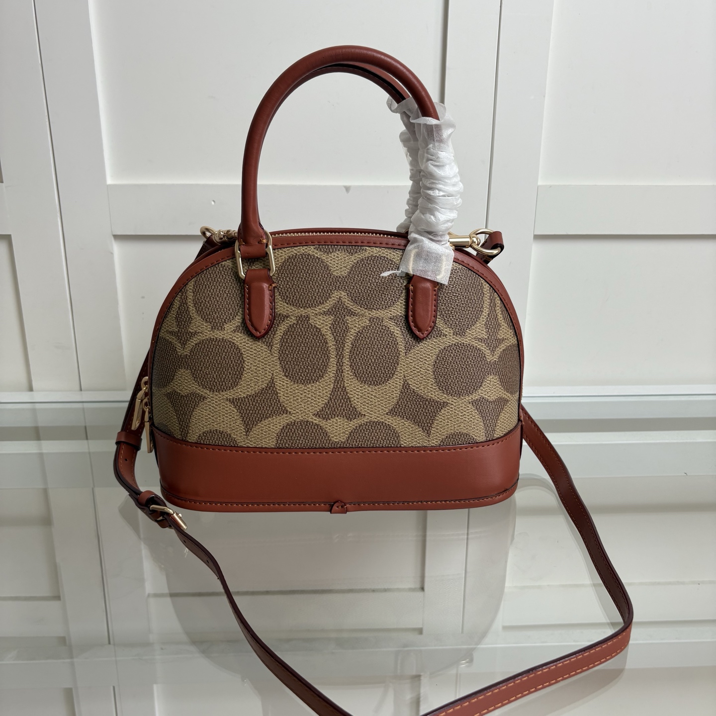COACH 蔻驰 Sabrina 25 品牌字母标识拼色手提包
