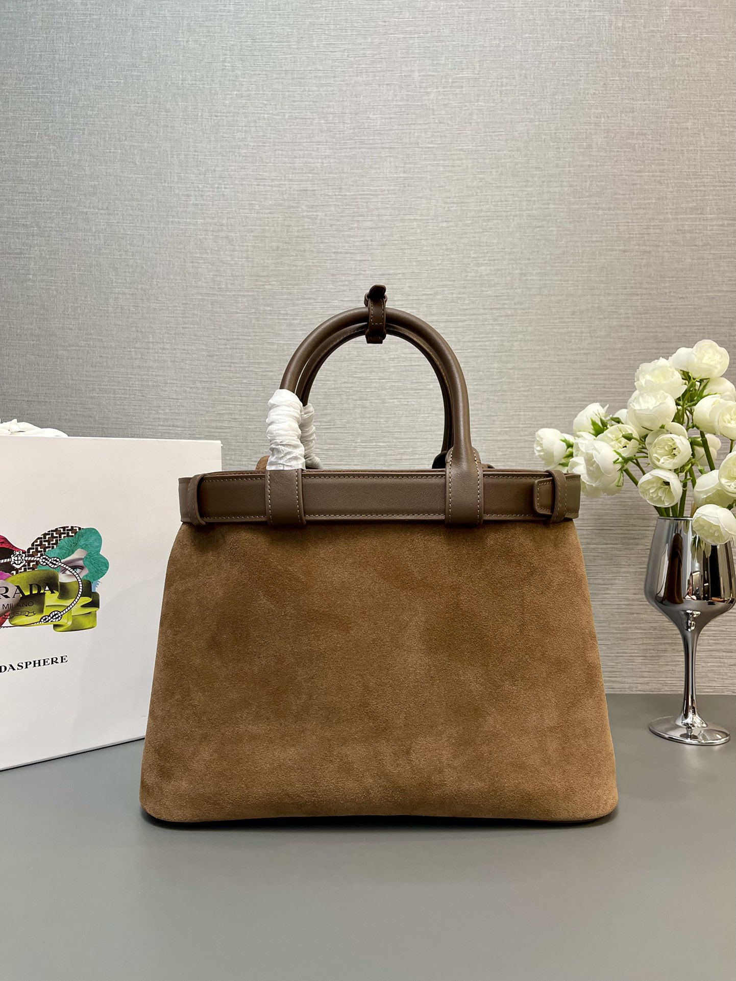 DoubleBag ショルダーバッグ 鹿革 35CM 大容量 3室構造 フロントロゴ