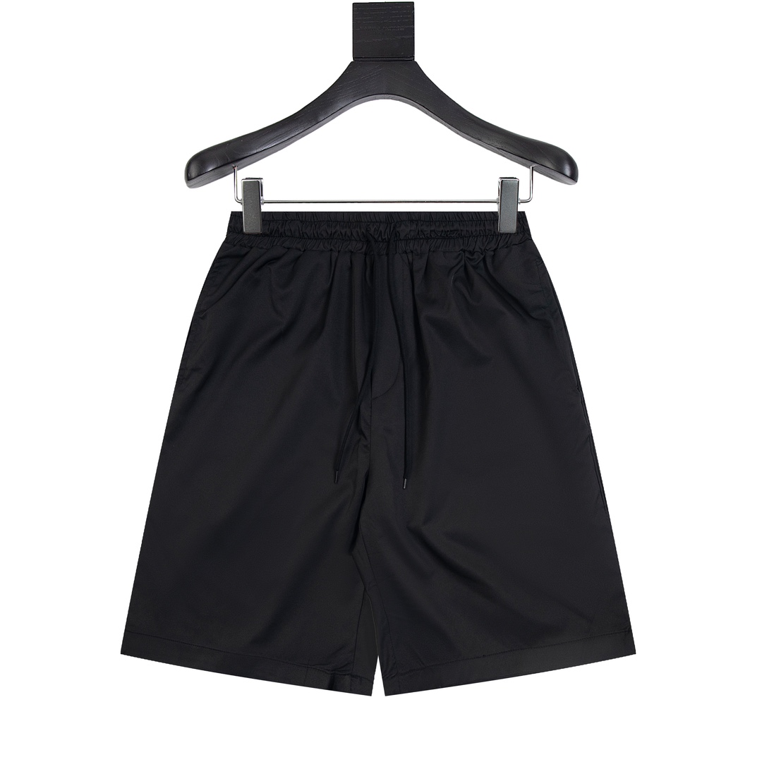 PRAD Práda 24ss primavera-verano negro, pantalones cortos clásicos casuales con logo triangular metálico, cintura elást…
