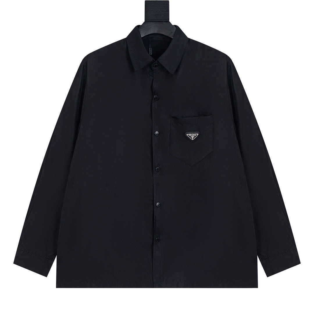 Prada Clothing Coats & Jackets Shirts & Blouses Black Nylon Fashion Long Sleeve