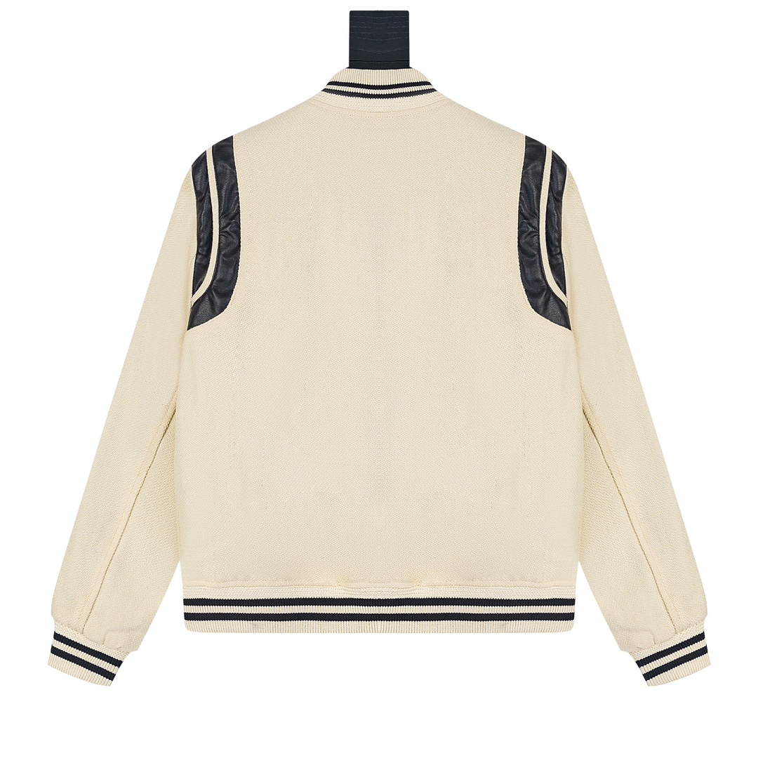 White Baseball Jacket: High-Quality Fabric, Detailed Design, Unisex, Cozy Fit - 图片 2