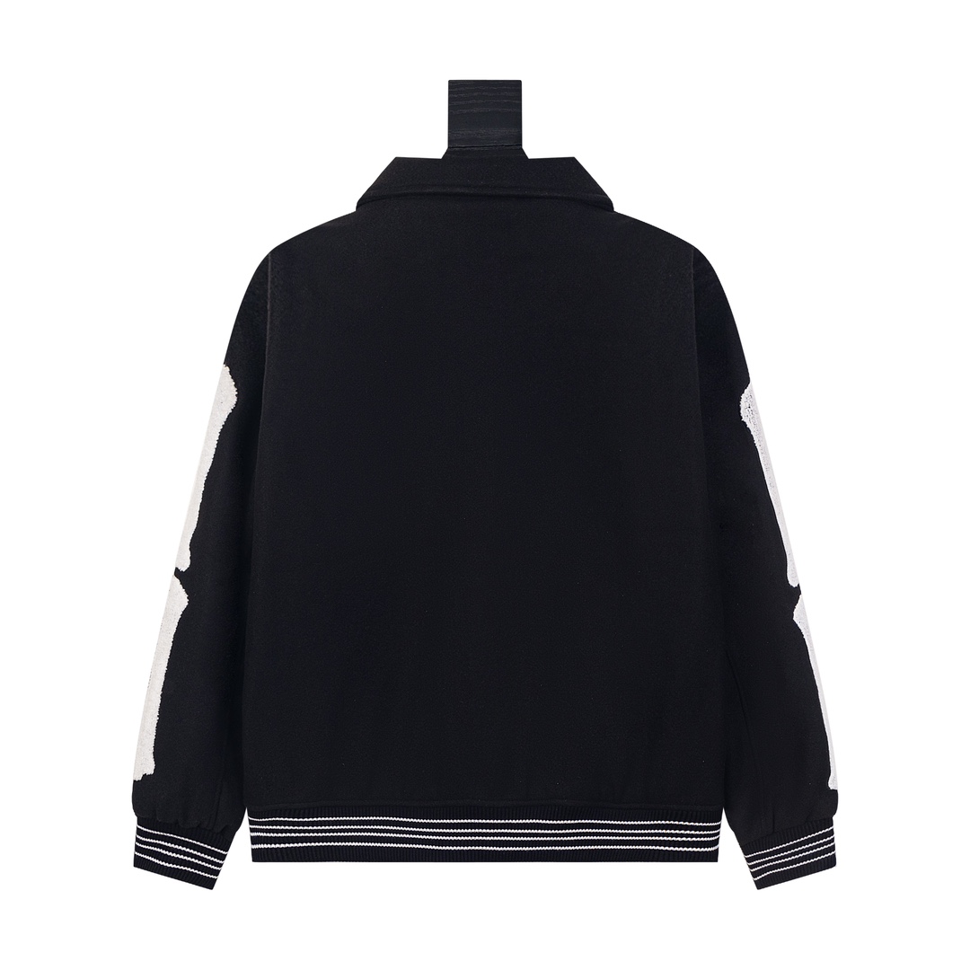 Fashion-Forward Ami Baseball Jacket with Unique Design in Black and Wine Red - 图片 2