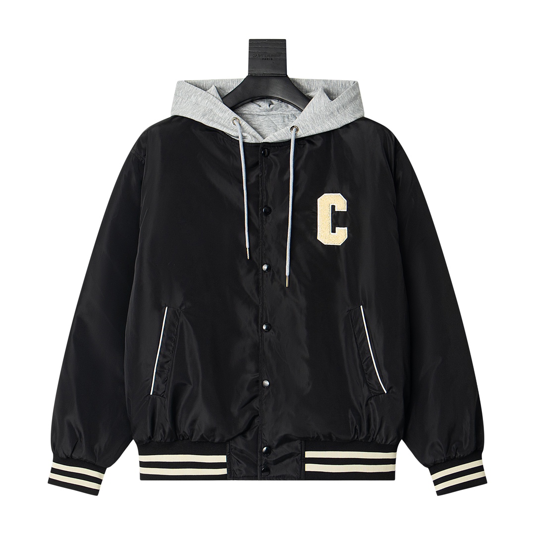 XGSCeline 23FW Hooded Baseball Jacket with Custom Embroidery, 100% Cotton Liners. - 图片 1