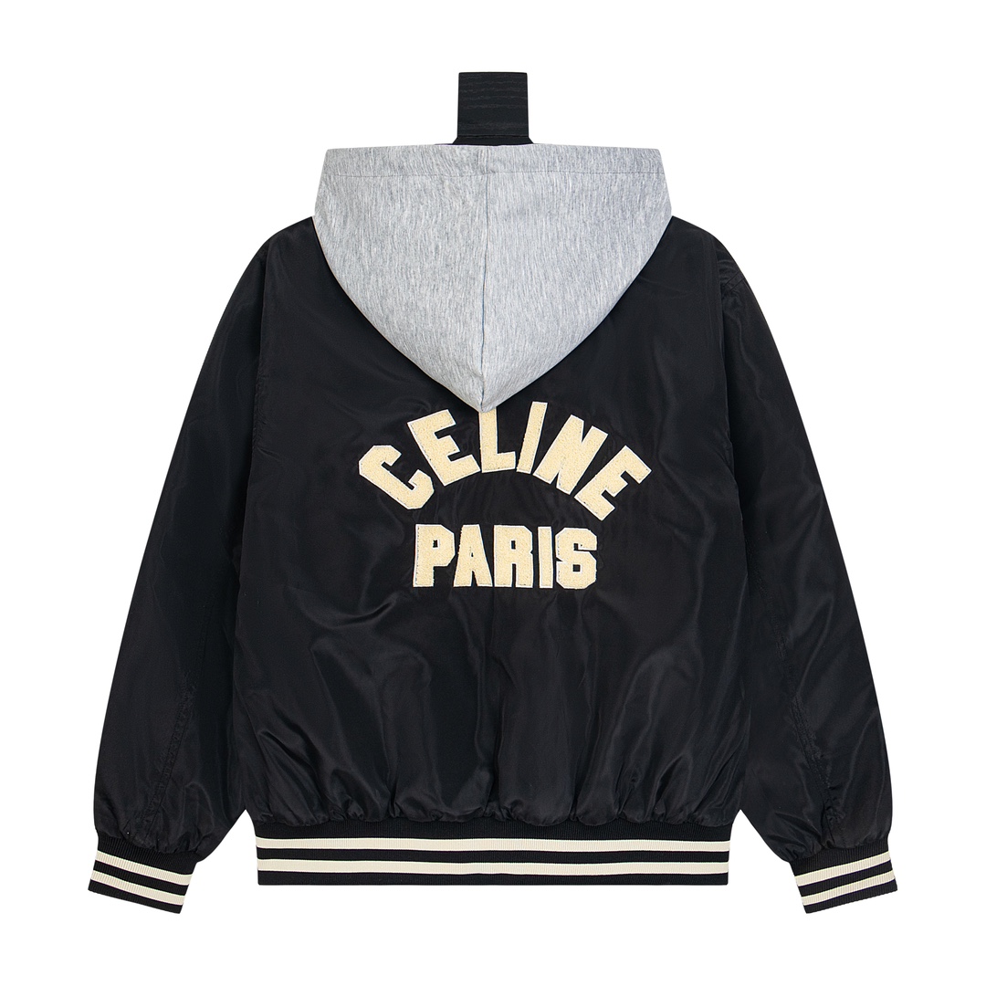 XGSCeline 23FW Hooded Baseball Jacket with Custom Embroidery, 100% Cotton Liners. - 图片 2