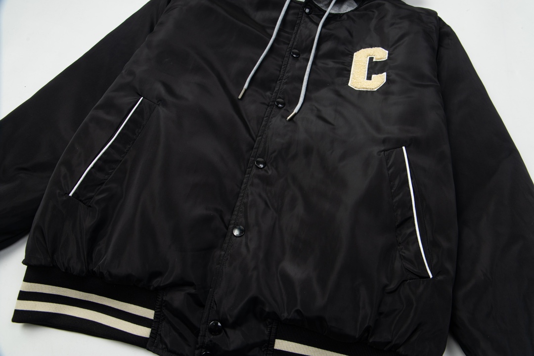 XGSCeline 23FW Hooded Baseball Jacket with Custom Embroidery, 100% Cotton Liners. - 图片 3