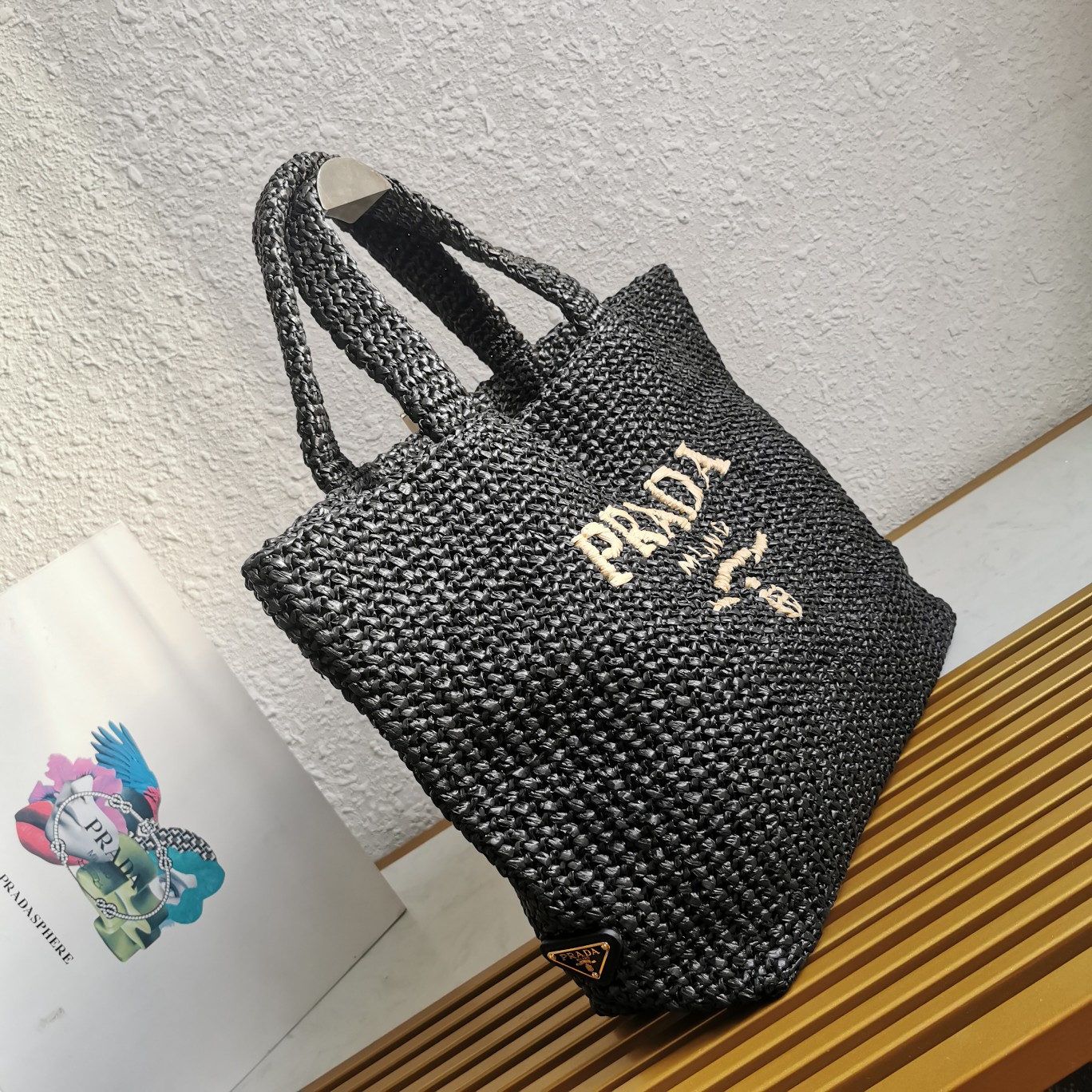 Prada 新品首发 2022夏季最新款1BG392酒椰纤维托特包