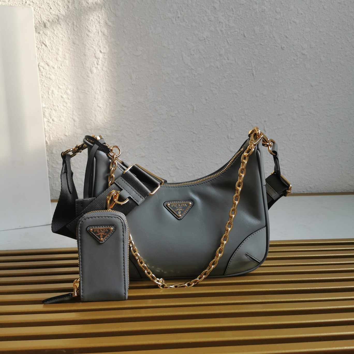 Prada Re-Edition 2005 Handbags Crossbody & Shoulder Bags Fabric Nylon Oil Wax Leather Saffiano Chains