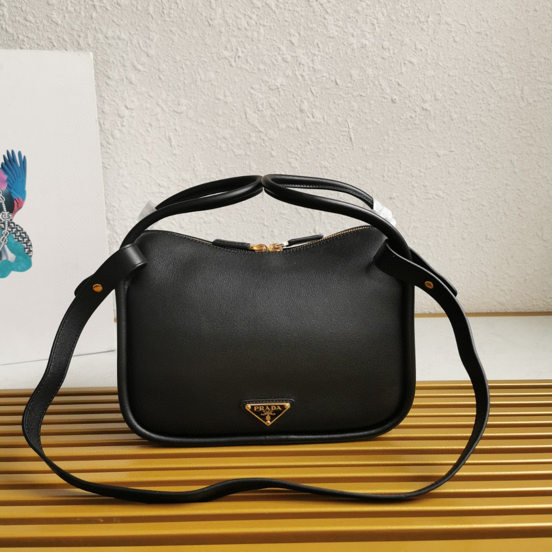 PRADA Bowling Bag 1BA451 Soft Grain Leather Shoulder Bag, Top Handle, and Crossbody 2 a1741589970767 5132