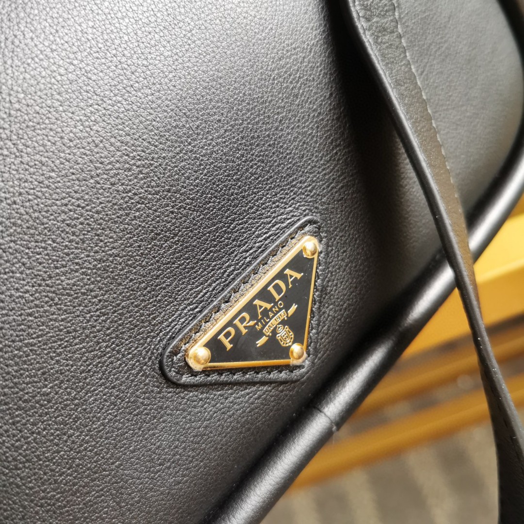 PRADA Bowling Bag 1BA451 Soft Grain Leather Shoulder Bag, Top Handle, and Crossbody 6 a1741589970771 3330
