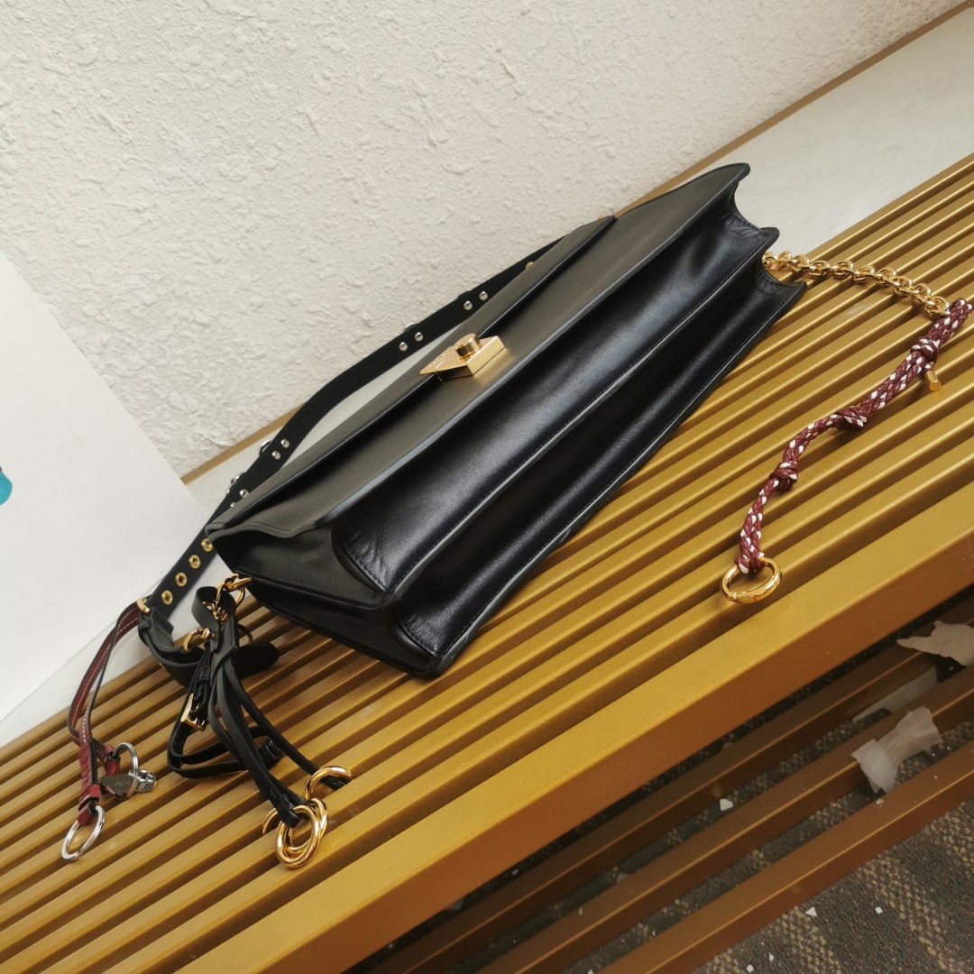 Prada 1BD378 Soft Sound Large Black Leather Shoulder Bag with Charms 3 a1743312136734 0216