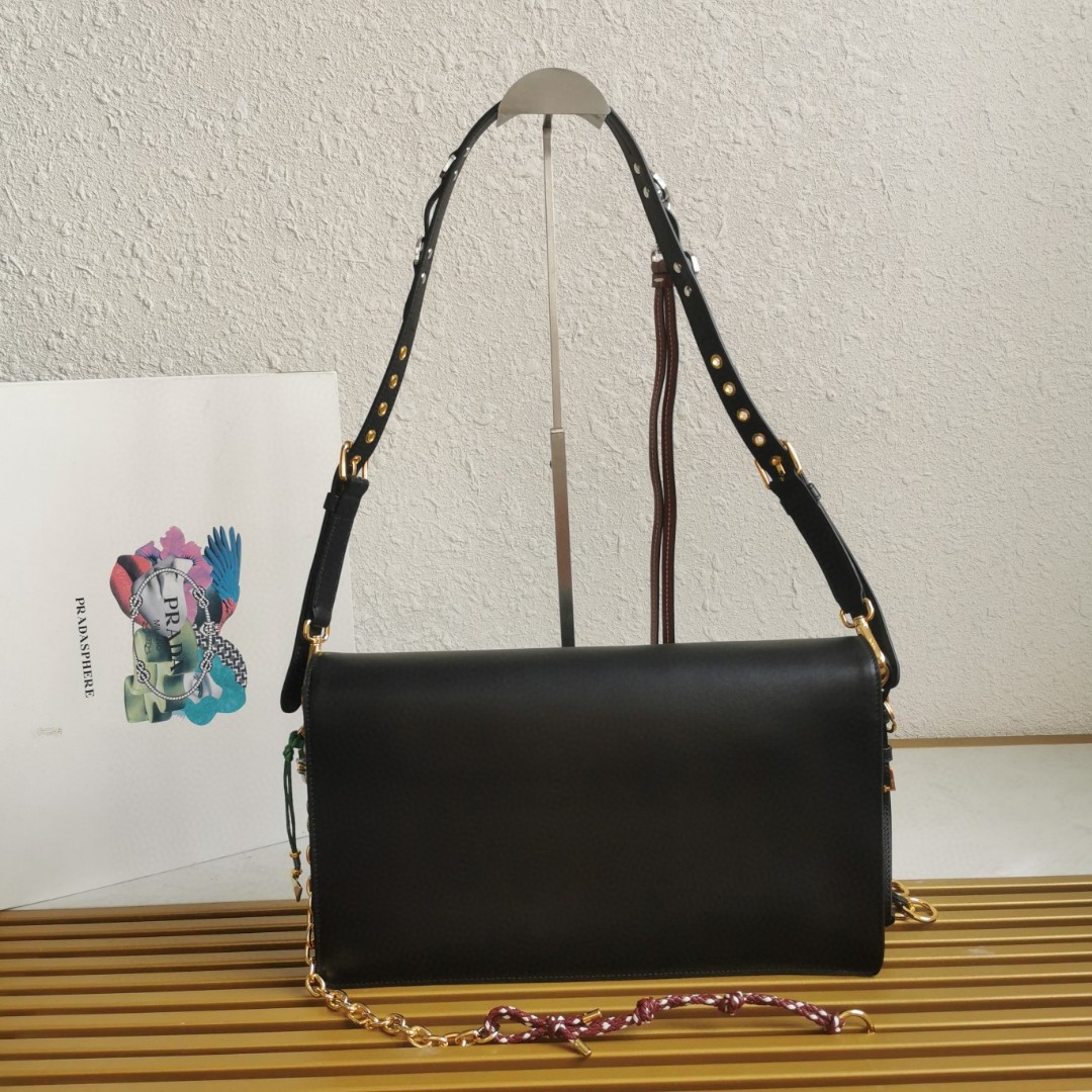 Prada 1BD378 Soft Sound Large Black Leather Shoulder Bag with Charms 4 a1743312136747 2766