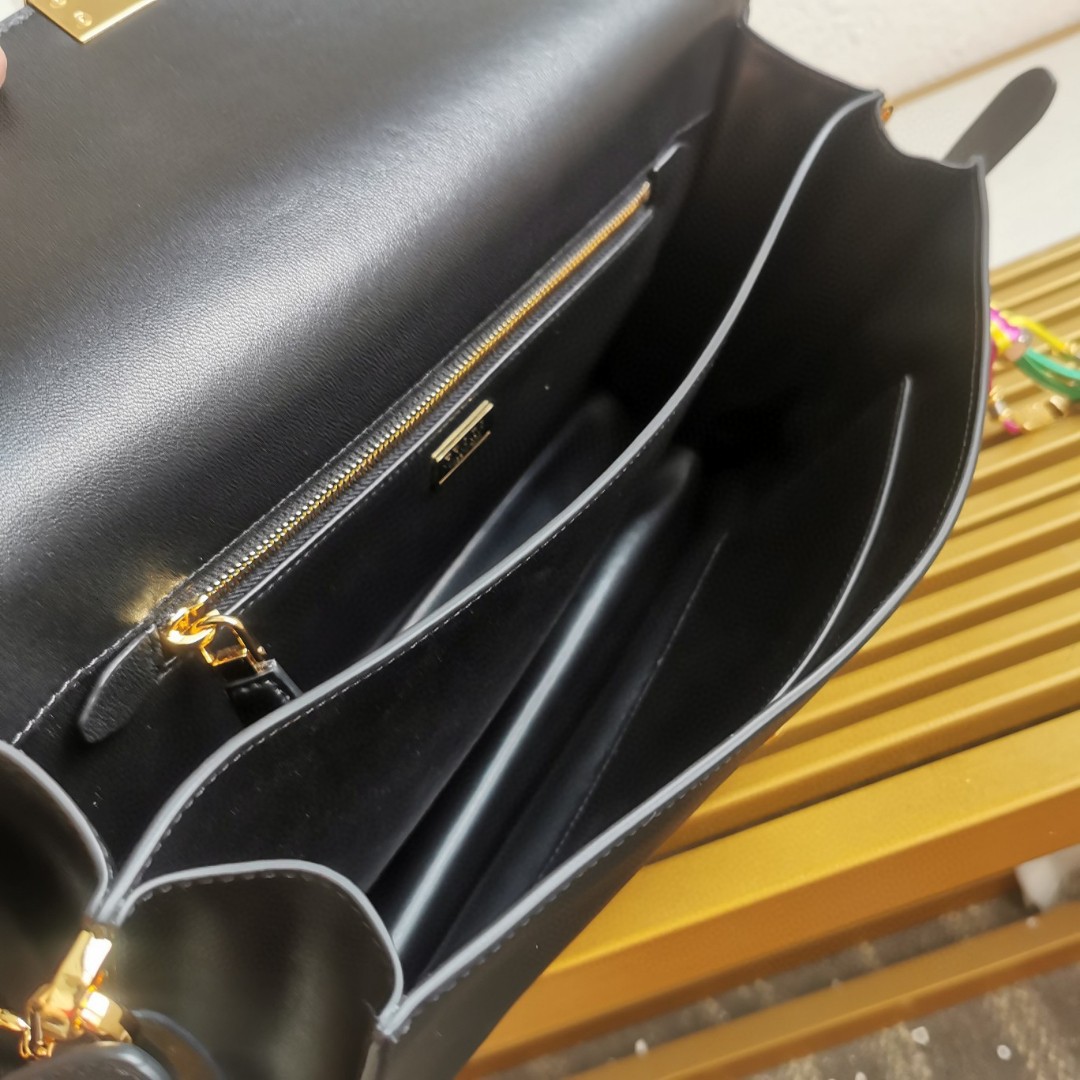 Prada 1BD378 Soft Sound Large Black Leather Shoulder Bag with Charms 9 a1743312141218 0056