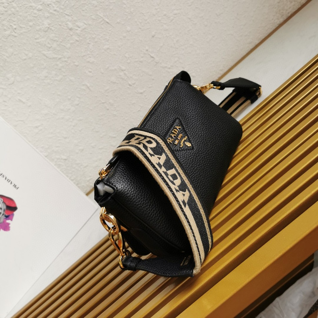 Prada 1BH194 Black Leather Shoulder Bag with Adjustable Strap 3 a1743486445092 2804