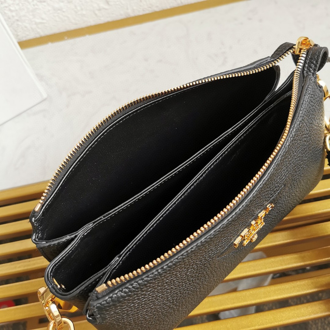 Prada 1BH194 Black Leather Shoulder Bag with Adjustable Strap 10 a1743486450066 0234