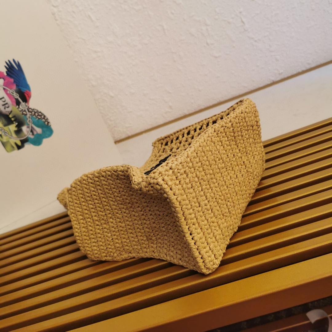 Prada Raffia Crochet Mini Tote Bag - Handcrafted Raffia Tote - Chic Summer Bag 2 a1743662835338 0133
