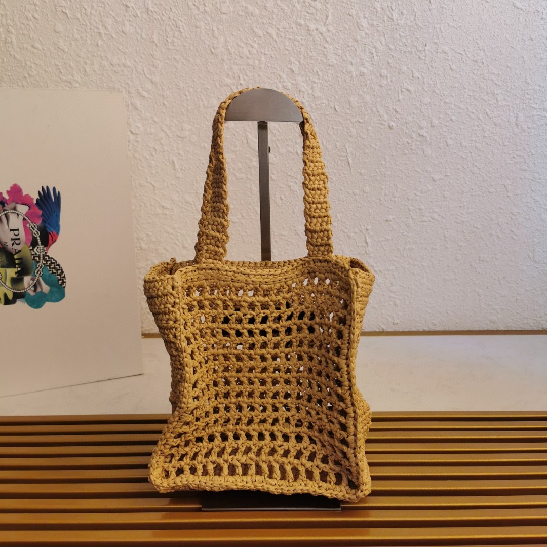 Prada Raffia Crochet Mini Tote Bag - Handcrafted Raffia Tote - Chic Summer Bag 6 a1743662840427 2116
