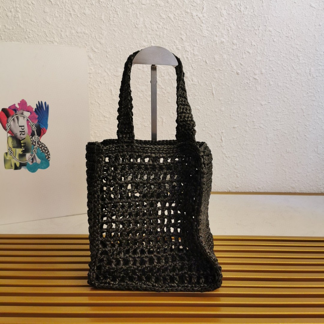 Prada Raffia Tote Bag, Handmade Mini Shopper, Summer Beach Bag 22cm 6 a1743662891680 1618